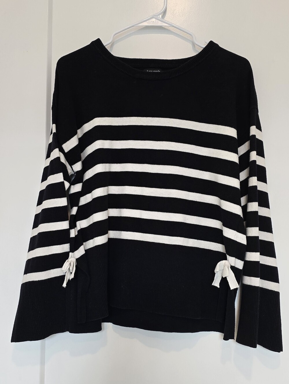 kate spade Black and White Mariner Stripe Pullover With Bows On Sides
